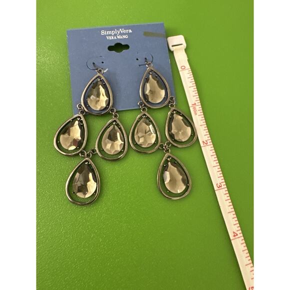 Simply Vera Wang Chandelier Earrings Silver Costume Jewelry Glam Holiday - Picture 2 of 4